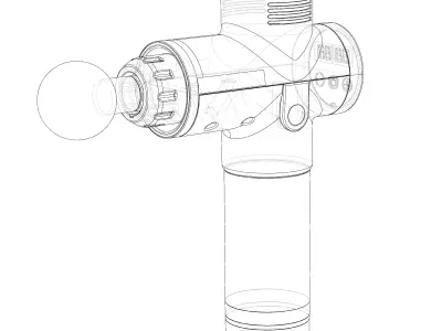 Muscle Massager Gun with attachments 3D model