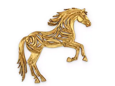 decor set wall panel horse relief mural CNC 09 3D print model