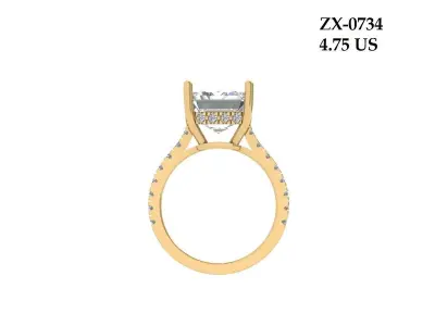 Emerald Solitaire Ring 3D print model