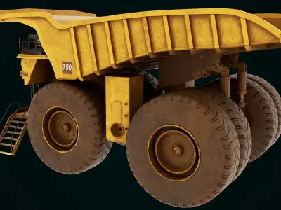 Dirty Mining Truck Rigged All PBR Textures Low-poly 3D model