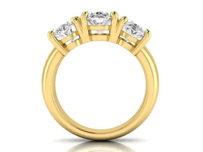 Wide trinity ring for oval stones 3D print model