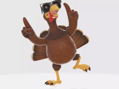 Cool Dancing Turkey with Sunglasses Fun Thanksgiving 3D Printed 3D print model