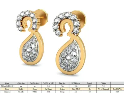 Solitaire Women Flower Drop Earring  3D print model