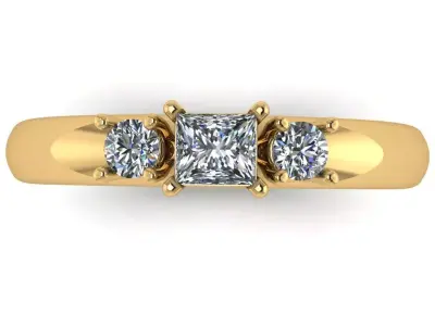 Ring with rectangular gemstone and side brilliants Free 3D print model