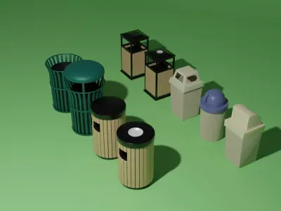 Trash cans or bins 3D model