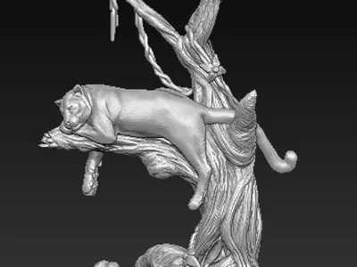 Leopard in the tree 3D Model 3D print model