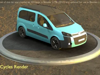 City Car 64 Utility Vehicles Van Type-D Blue Low-poly 3D model