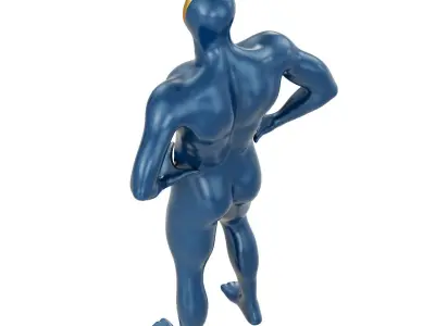 Sports male mannequin with golden mask 170 3D model