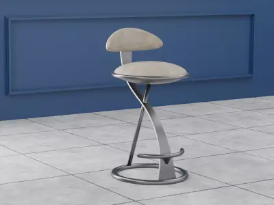 Luxury Leather Bar Stool Low-poly 3D model