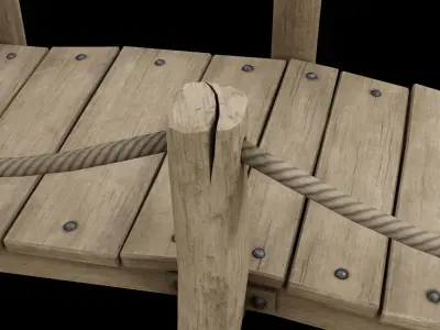 Medieval wooden bridge Free low-poly 3D model