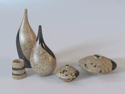 Raku Brushstroke Vases 3D model