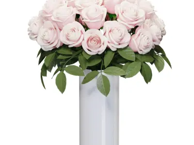 Flower Set 09 - Light Pink Roses Bouquet 3D model