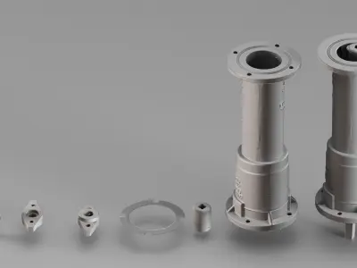 001622 Raw 3D Scan of Fire Hydrant Component Set 3D model