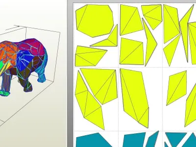 Elephant Digital plan for DIY metal welding a low poly 3d model 3D model