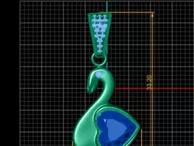 Swan Heart Pendant 3D print model