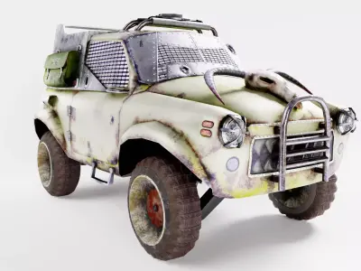 Retro vintage battle race suv car four-wheel drive lvl1 al5 Low-poly 3D model