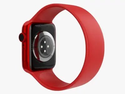 Apple Watch Series 6 silicone solo loop red 3D model