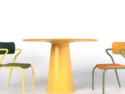 yellow table Low-poly 3D model