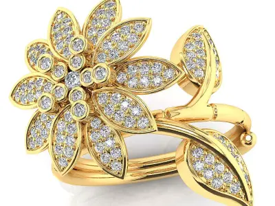 Fancy flower ring  Free 3D print model