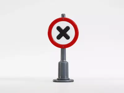 No parking Sign Board Low-poly 3D model