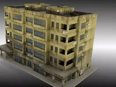 Apartment block dirty Low-poly 3D model