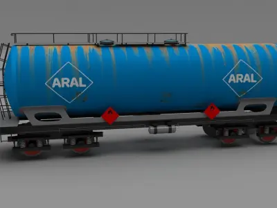 Aral rusty train tanker car 3D model