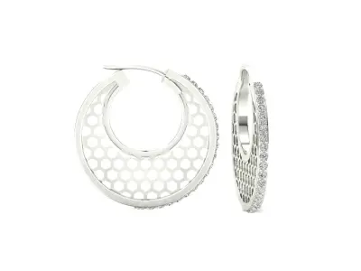 Earrings-0958 rose gold hoop earring with diamonds 3D print model