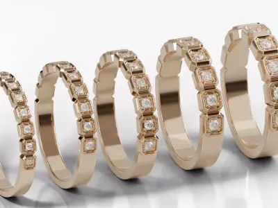 50 CAD Diamond Rings EU46-64 for 3D Print and Casting Free 3D print model