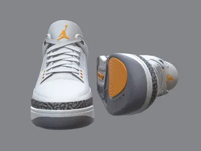 Air Jordan 3-retro sneakers Low-poly 3D model