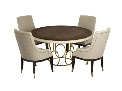 Round dining set 3D model