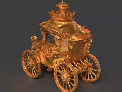 Chinese ancient golden  carriage   3D model