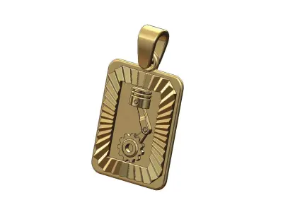 Motor gear piston faceted sunrays tag pendant charm 3D print model