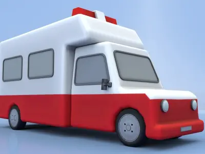 Cartoon Ambulance Low-poly 3D model