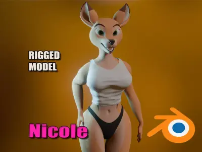 Nicole Anthro Deer Low-poly 3D model