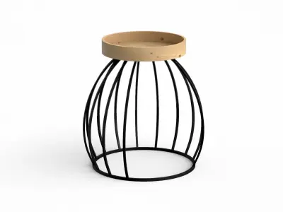 Metalico round End-Table pine varnished Low-poly 3D model