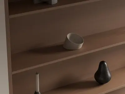 094 built in wall rack shelves 01 wood and minimal 00 3D model