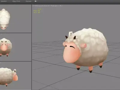 Cartoon Sheep Low-poly 3D model 3