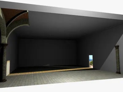 Vaulting 3-5  Romanic 750cm spaced  thick arches and thick curbs Low-poly 3D model