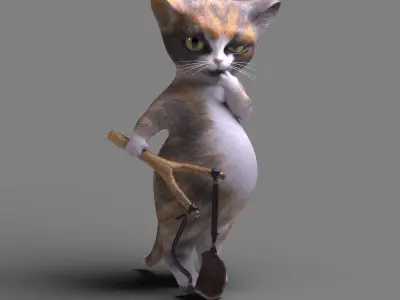 Mischievous kitten Low-poly 3D model