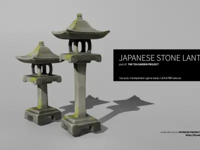 Japanese Stone Lanterns Low-poly 3D model