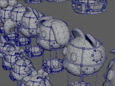 Animal hot air balloon Low-poly 3D model