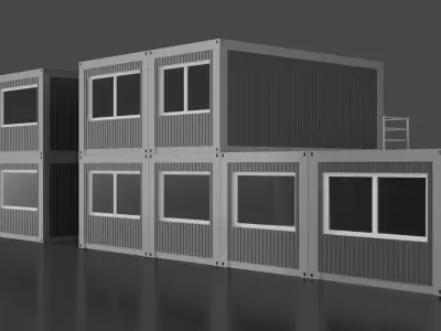 Office Container Set Low-poly 3D model