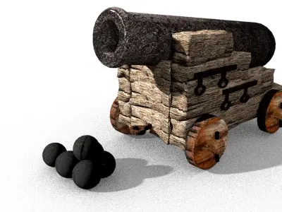 ancient old cannon printable 3D model