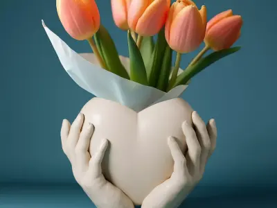 Hand Holding Heart planter - 3D printed Vase  3D print model