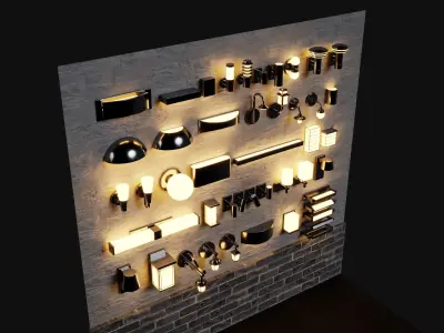 46 Fancy Modern Wall lamps Collection pack1 3D model