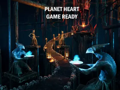 Planet heart Low-poly 3D model