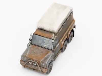old Off-road 6x6 SUV 3d model Low-poly 3D model