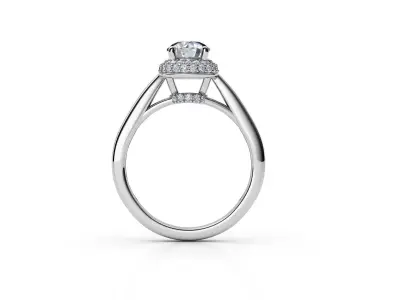 aj-021 oval diamond halo engagement ring 3D print model