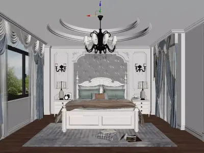 French Style Bedroom 3D Model  3D model