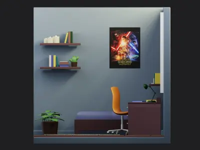 Isometric Bed Room low-poly 3D Model Low-poly 3D model